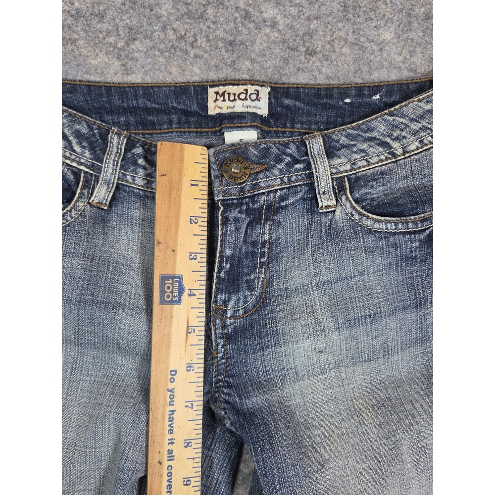 Mudd Womens Low Rise Bootcut Jeans Size 5 Medium Wash Y2K Pants Embellished Gems - Picture 8 of 14